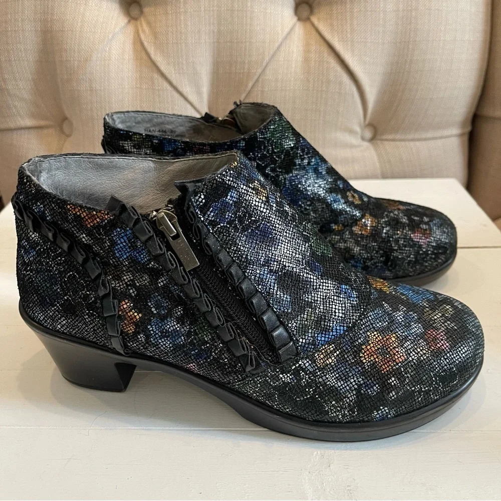 Alegria Womens Hannah Boots Size 9.5 US/ EUR 40 Ankle Zip Floral Shoes Altered